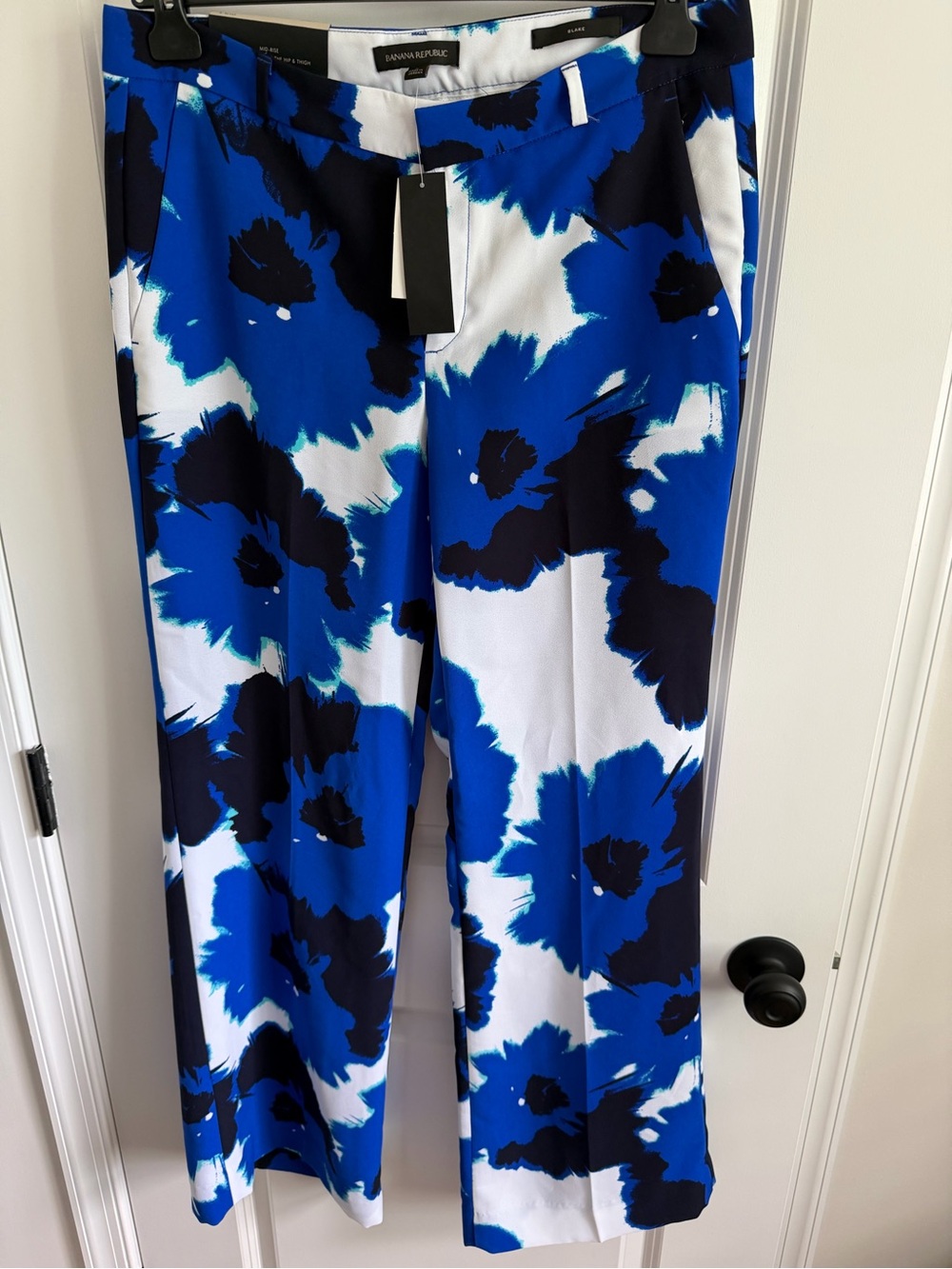 Banana Republic Blake Blue & White Floral Wide Leg Pants